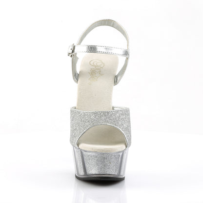 *6" Heel, 1 3/4" Glitter-filled PF Ankle Strap Sandal (Pleaser DEL609-5G/B/M)