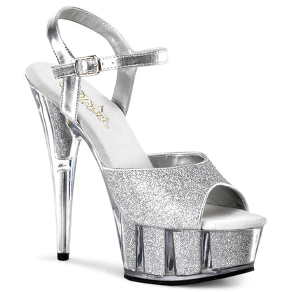*6" Heel, 1 3/4" Glitter-filled PF Ankle Strap Sandal (Pleaser DEL609-5G/B/M)