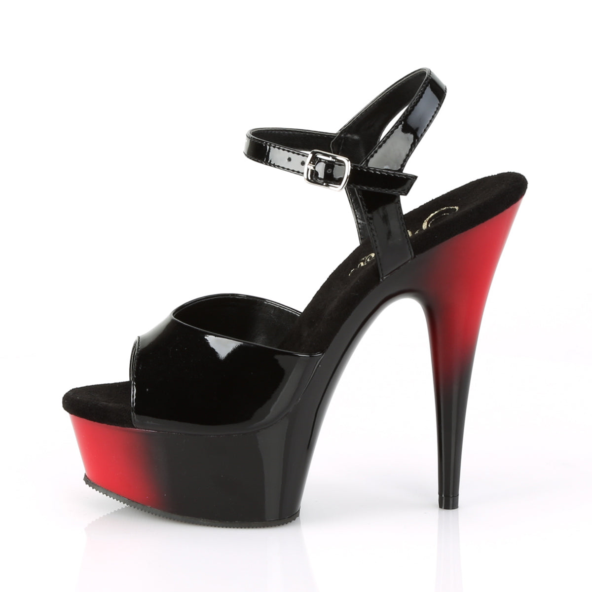 6" Heel, 1 3/4" PF Two Tone Ankle Strap Sandal (Pleaser DEL609BR/B/R-B)