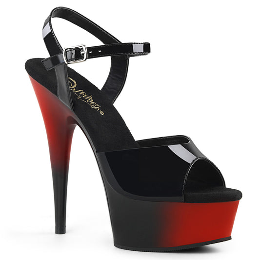 6" Heel, 1 3/4" PF Two Tone Ankle Strap Sandal (Pleaser DEL609BR/B/R-B)