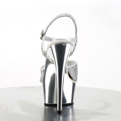 6" Heel, 1 3/4" Gold Chrome PF Ankle Strap Sandal (Pleaser DEL609G/G/M)