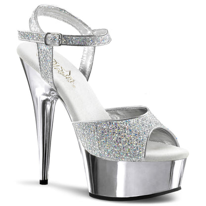 6" Heel, 1 3/4" Gold Chrome PF Ankle Strap Sandal (Pleaser DEL609G/G/M)