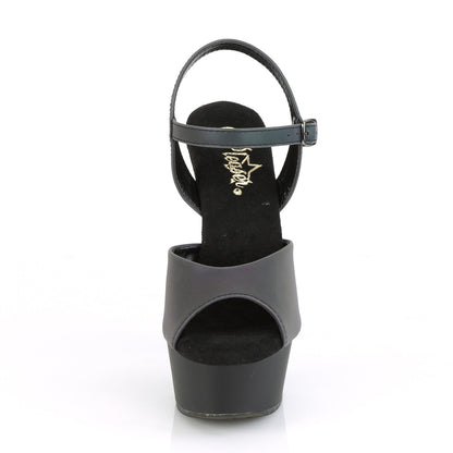 *6" Heel, 1 3/4" PF Ankle Strap Sandal w/Reflective Effect (Pleaser DEL609REFL/GNREFL/B)