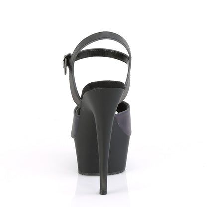 *6" Heel, 1 3/4" PF Ankle Strap Sandal w/Reflective Effect (Pleaser DEL609REFL/GNREFL/B)