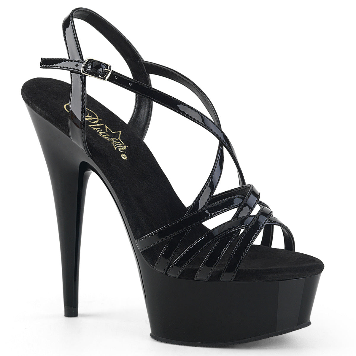 6" Heel, 1 3/4" PF Criss-Cross Strap Sandal (Pleaser DEL613/B/M)