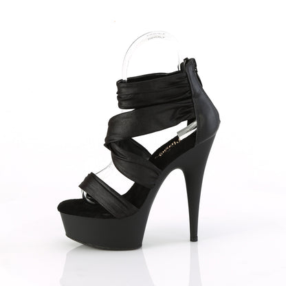 6" Heel, 1 3/4" PF Ruched Ankle Strap Sandal, Back Zip (Pleaser DEL620/BPUFA/M)