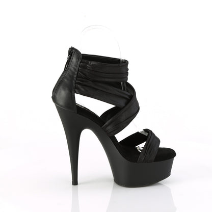 6" Heel, 1 3/4" PF Ruched Ankle Strap Sandal, Back Zip (Pleaser DEL620/BPUFA/M)