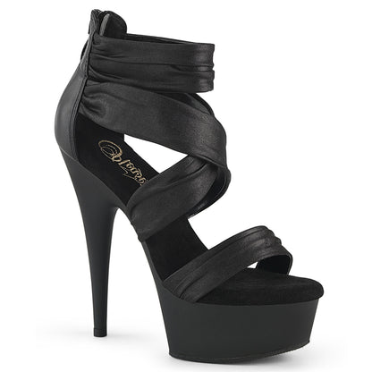 6" Heel, 1 3/4" PF Ruched Ankle Strap Sandal, Back Zip (Pleaser DEL620/BPUFA/M)