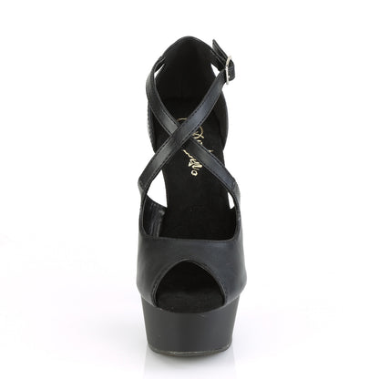 *6" Heel, 1 3/4" PF Peep Toe Criss Cross Sandal (Pleaser DEL621/BPU/M)