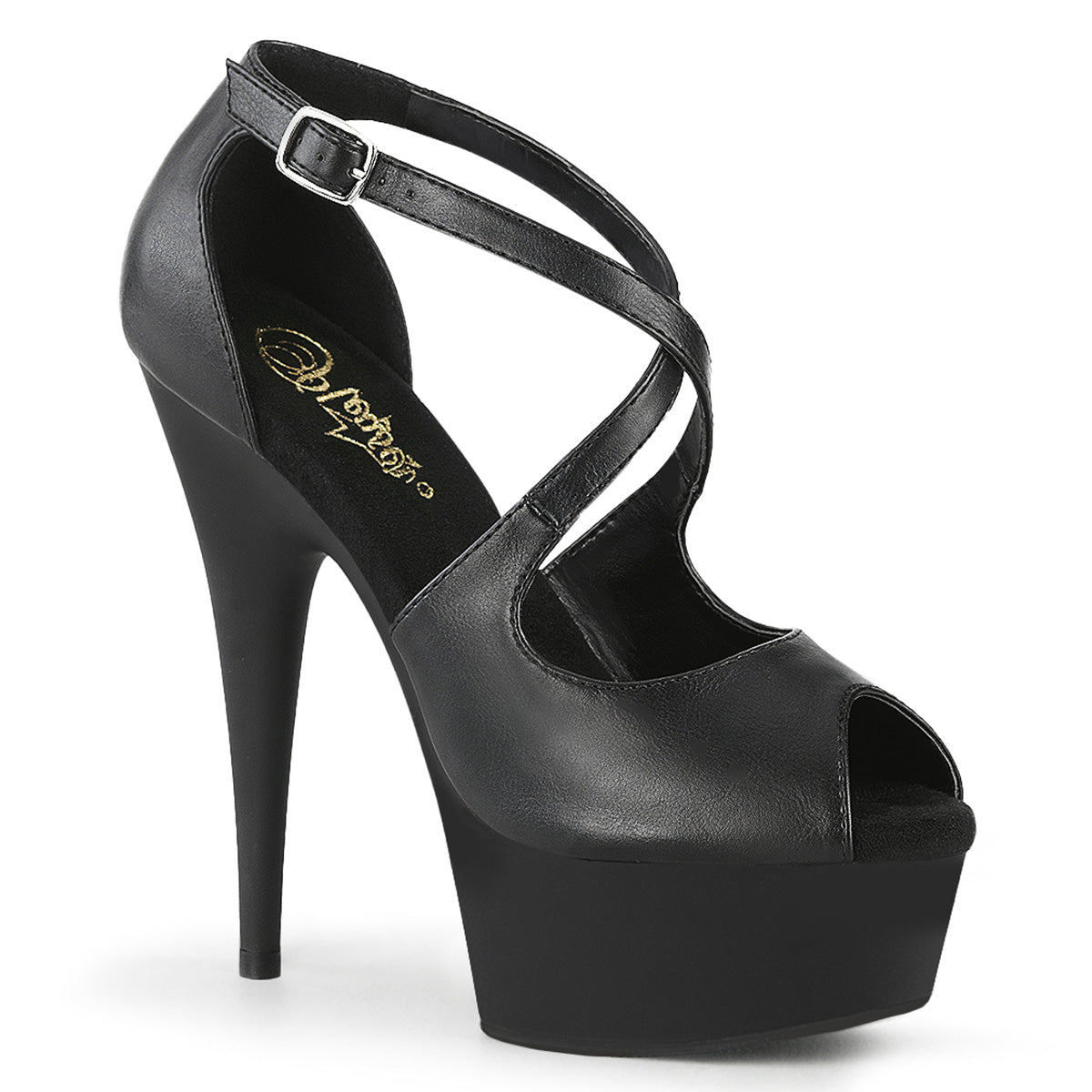 *6" Heel, 1 3/4" PF Peep Toe Criss Cross Sandal (Pleaser DEL621/BPU/M)