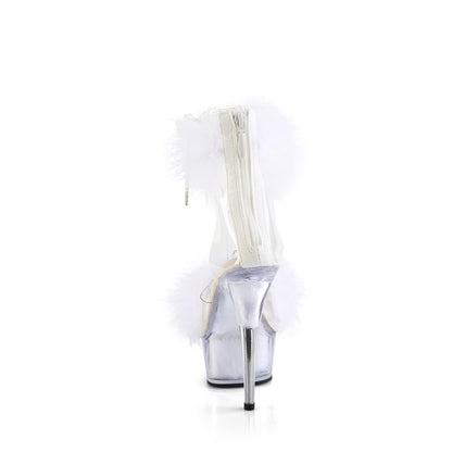 6" Heel, 1 3/4" PF Marabou Fur Ankle Cuff Sandal, Back Zip (Pleaser DEL624F/C-BFUR/M)