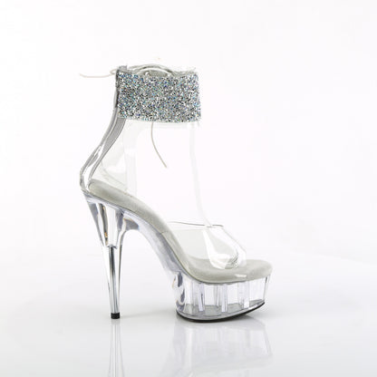 *6" Heel, 1 3/4" PF RS Ankle Cuff Sandal, Back Zip (Pleaser DEL624RS-02/C-SRS/C)