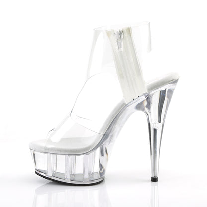 *6" Heel, 1 3/4" PF T-Strap Bootie Sandal, Back Zip (Pleaser DEL633/C/M)