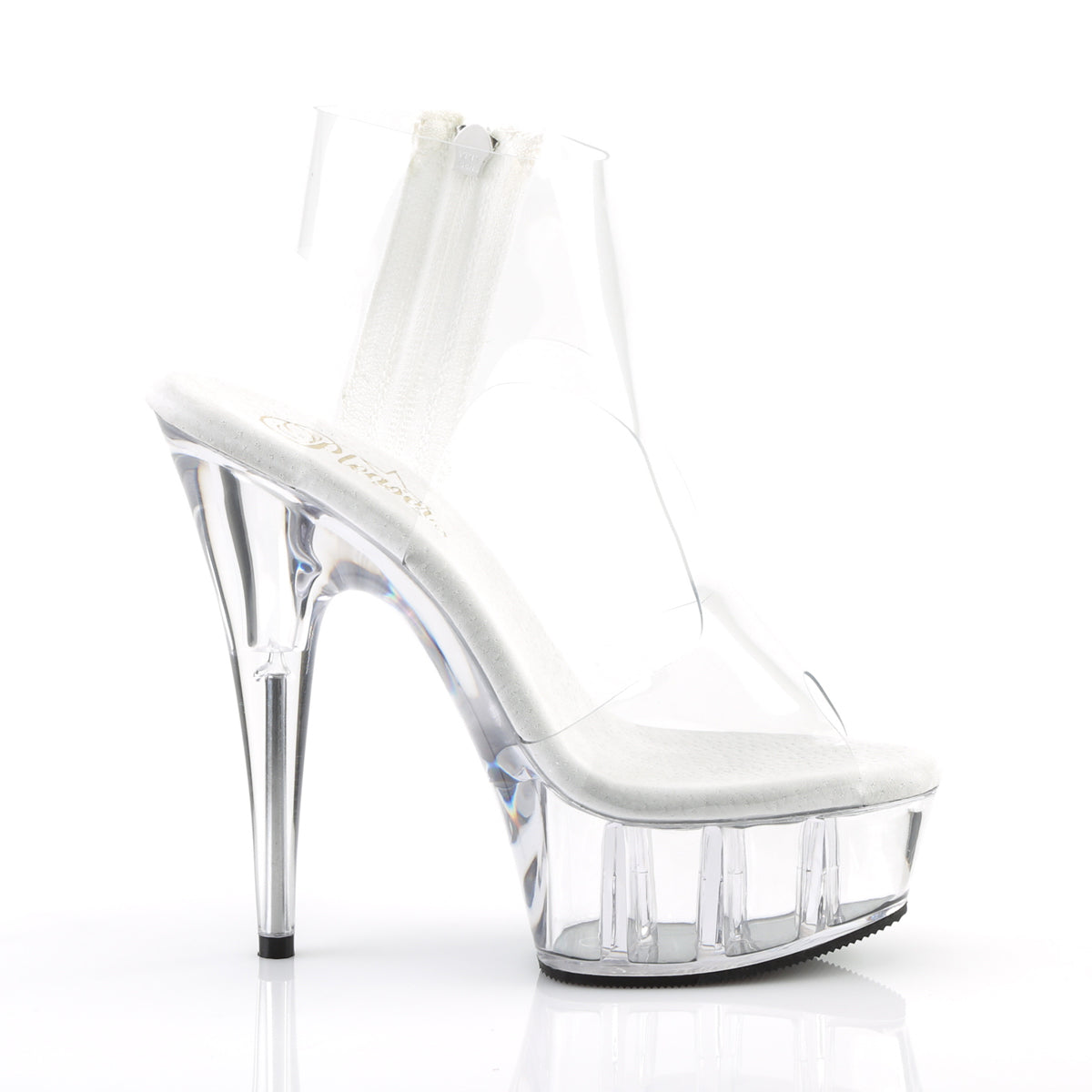 *6" Heel, 1 3/4" PF T-Strap Bootie Sandal, Back Zip (Pleaser DEL633/C/M)