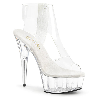 *6" Heel, 1 3/4" PF T-Strap Bootie Sandal, Back Zip (Pleaser DEL633/C/M)