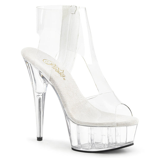 *6" Heel, 1 3/4" PF T-Strap Bootie Sandal, Back Zip (Pleaser DEL633/C/M)