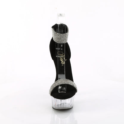 6" Heel, 1 3/4" PF Rhinestoned Close Back Sandal, Back Zip (Pleaser DEL641/BFA/C)