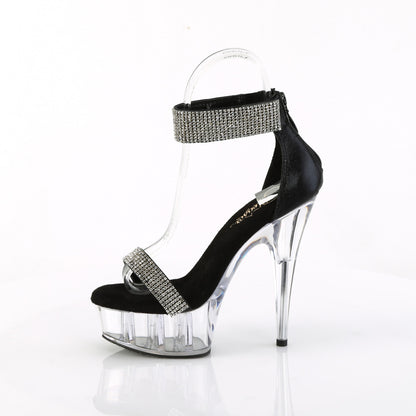 6" Heel, 1 3/4" PF Rhinestoned Close Back Sandal, Back Zip (Pleaser DEL641/BFA/C)