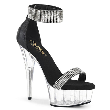 6" Heel, 1 3/4" PF Rhinestoned Close Back Sandal, Back Zip (Pleaser DEL641/BFA/C)