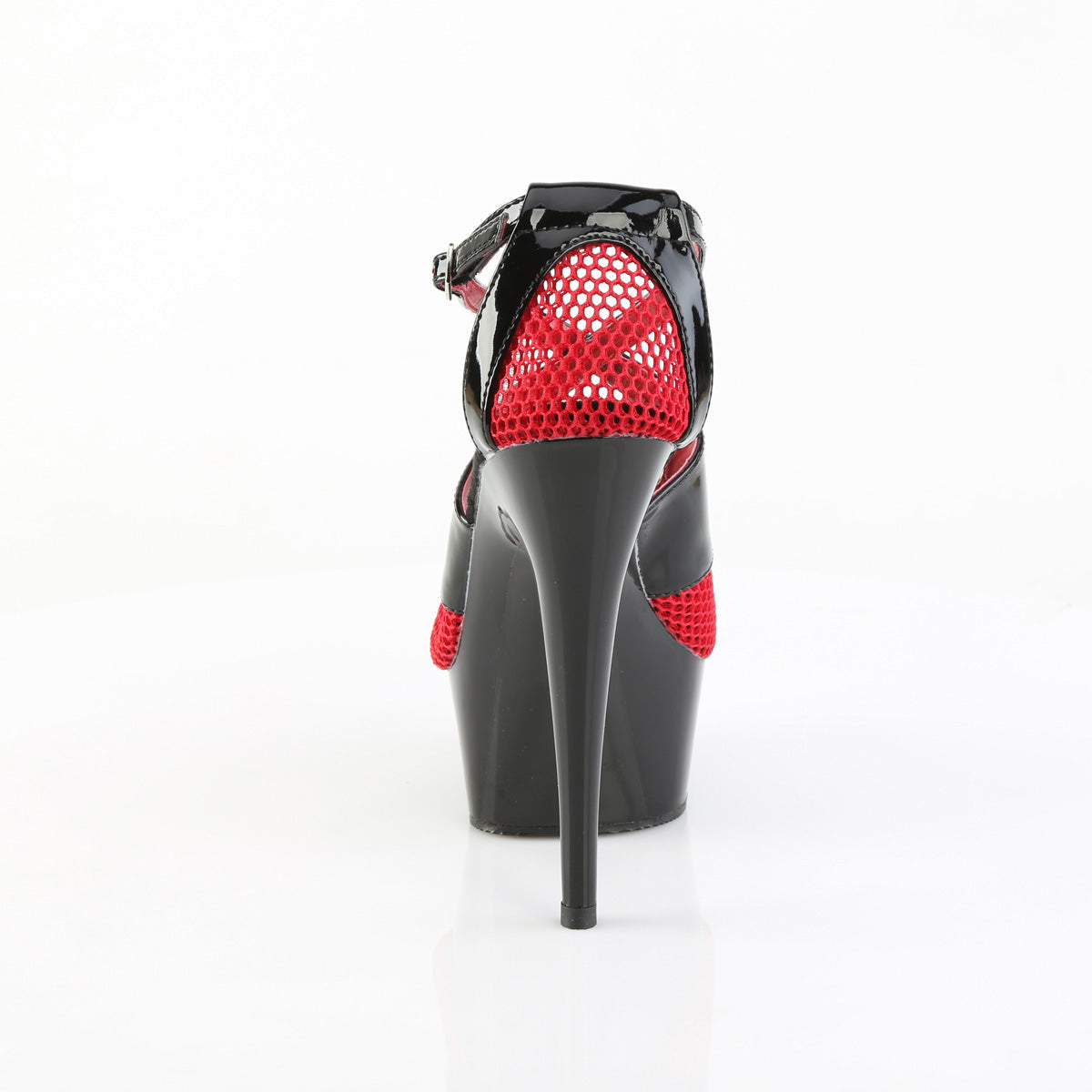 *6" Heel, 1 3/4" PF Two Tone Peep Toe Criss-Cross Sandal (Pleaser DEL652-1/B-R/B)