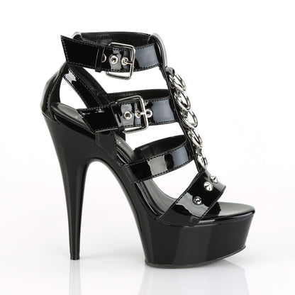 6" Heel, 1 3/4" PF Strappy T-Strap Close Back Sandal (Pleaser DEL658/B/M)