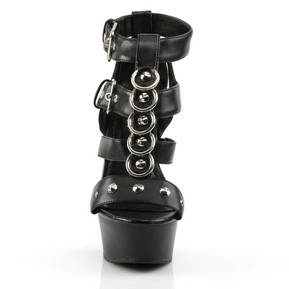 6" Heel, 1 3/4" PF Strappy T-Strap Close Back Sandal (Pleaser DEL658/B/M)