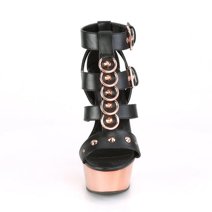 6" Heel, 1 3/4" PF Strappy T-Strap Close Back Sandal (Pleaser DEL658/B/M)