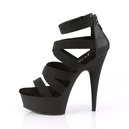 6" Heel, 1 3/4" PF Double Criss Cross Sandal, Back Zip (Pleaser DEL659/BELS-PU/M)