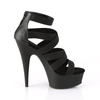 6" Heel, 1 3/4" PF Double Criss Cross Sandal, Back Zip (Pleaser DEL659/BELS-PU/M)