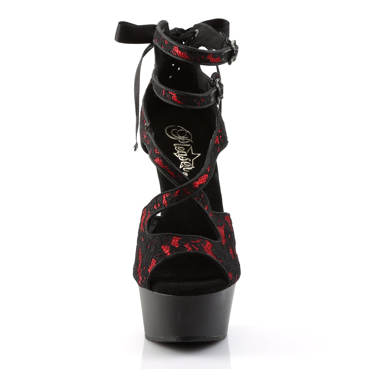 6" Heel, 1 3/4" PF Criss Cross Double Ankle Strap Sandal (Pleaser DEL678LC/RSA/B)