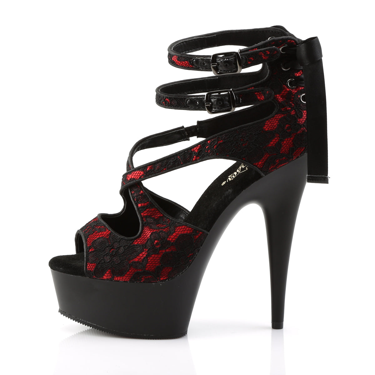 6" Heel, 1 3/4" PF Criss Cross Double Ankle Strap Sandal (Pleaser DEL678LC/RSA/B)