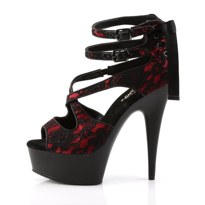 6" Heel, 1 3/4" PF Criss Cross Double Ankle Strap Sandal (Pleaser DEL678LC/RSA/B)