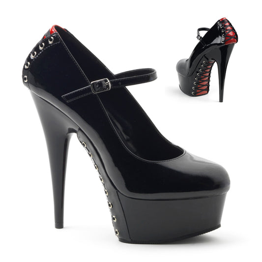 6" Heel, 1 3/4" PF Maryjane Pump (Pleaser DEL687FH/BR/B)