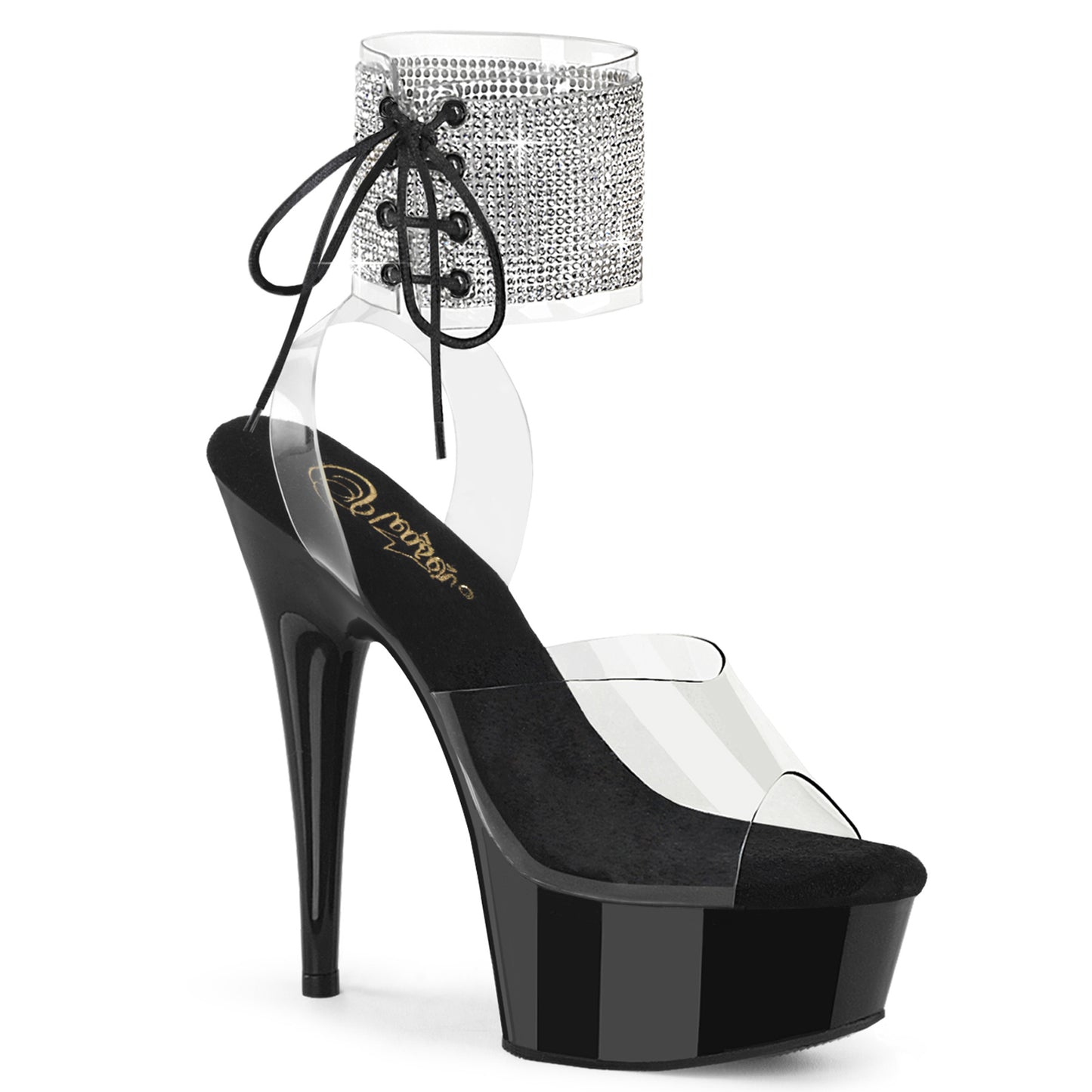 *6" Heel, 1 3/4" PF Ankle Cuff Sandal w/RS (Pleaser DEL691-2RS/C/B)