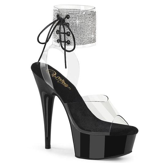 *6" Heel, 1 3/4" PF Ankle Cuff Sandal w/RS (Pleaser DEL691-2RS/C/B)