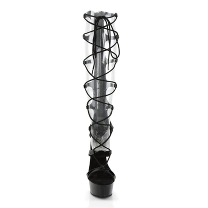 6" Heel Lace-Up P/F Sandal, Back Zip (Pleaser DEL698/B/M)