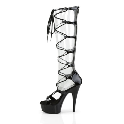 6" Heel Lace-Up P/F Sandal, Back Zip (Pleaser DEL698/B/M)