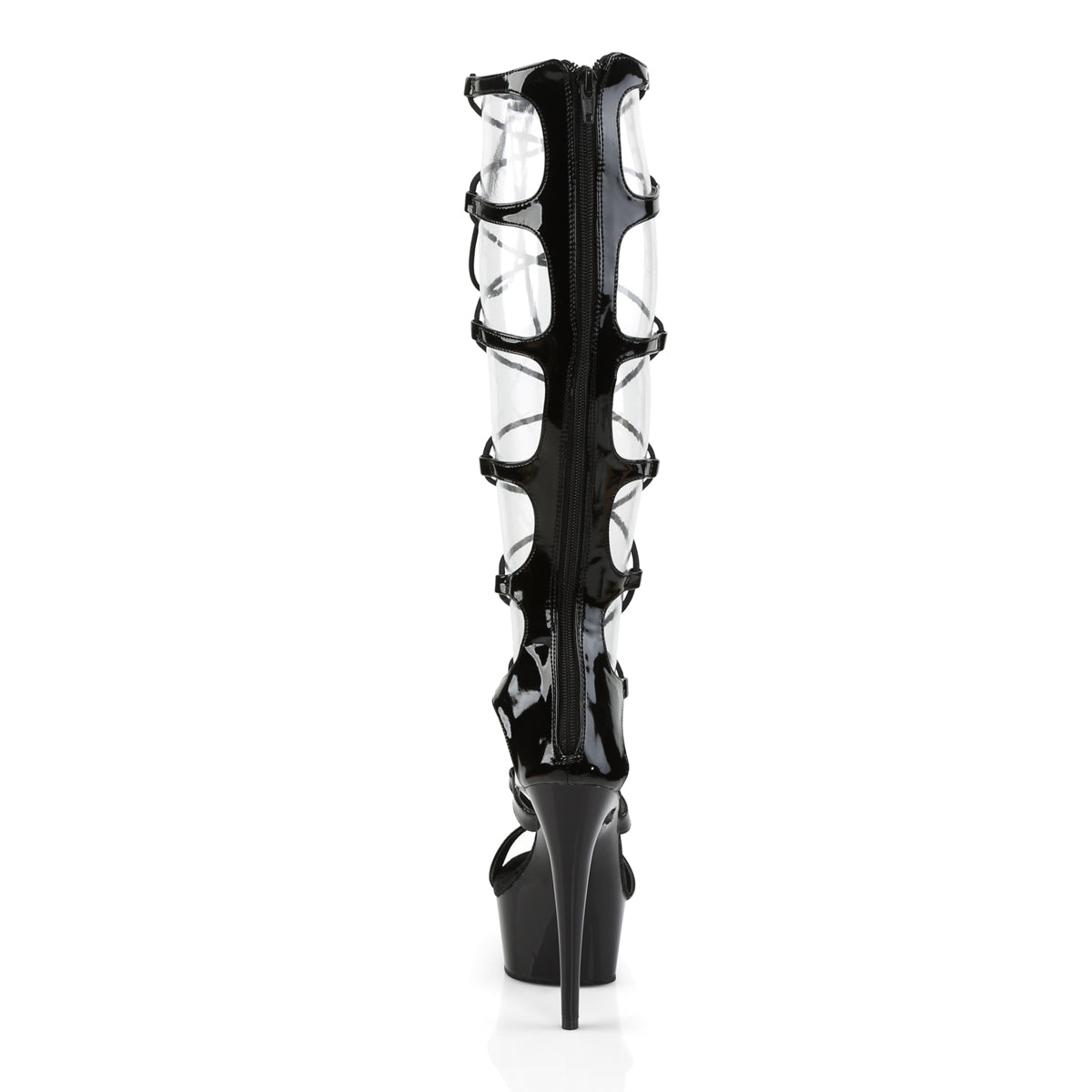 6" Heel Lace-Up P/F Sandal, Back Zip (Pleaser DEL698/B/M)