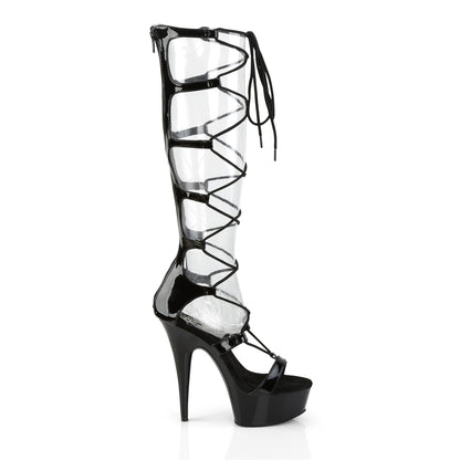 6" Heel Lace-Up P/F Sandal, Back Zip (Pleaser DEL698/B/M)
