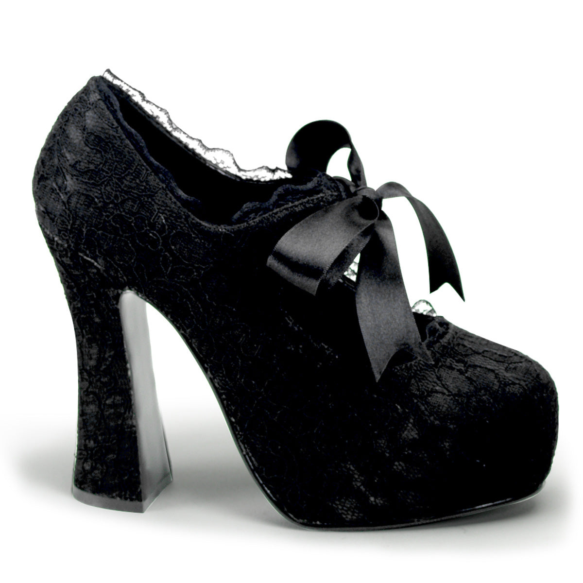 5" Concealed PF MJ Pump w/ Lace Overlay & Bow (Demonia DEMON11/B)