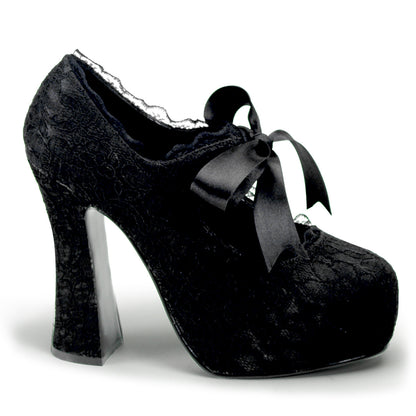 5" Concealed PF MJ Pump w/ Lace Overlay & Bow (Demonia DEMON11/B)