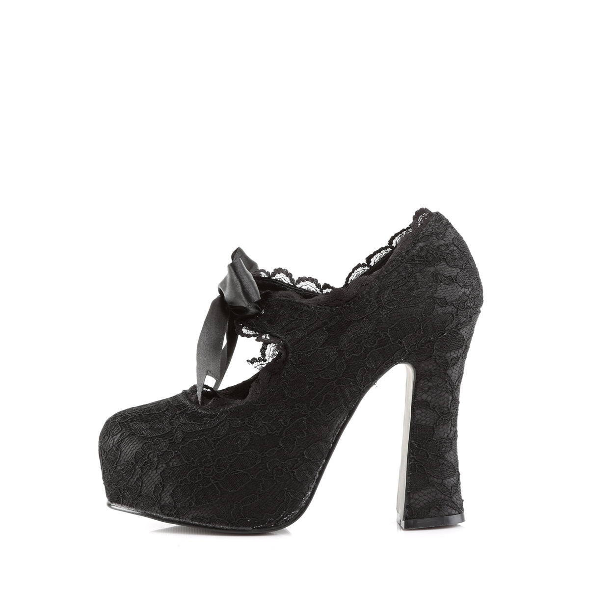5" Concealed PF MJ Pump w/ Lace Overlay & Bow (Demonia DEMON11/B)