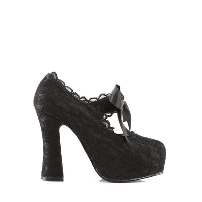 5" Concealed PF MJ Pump w/ Lace Overlay & Bow (Demonia DEMON11/B)