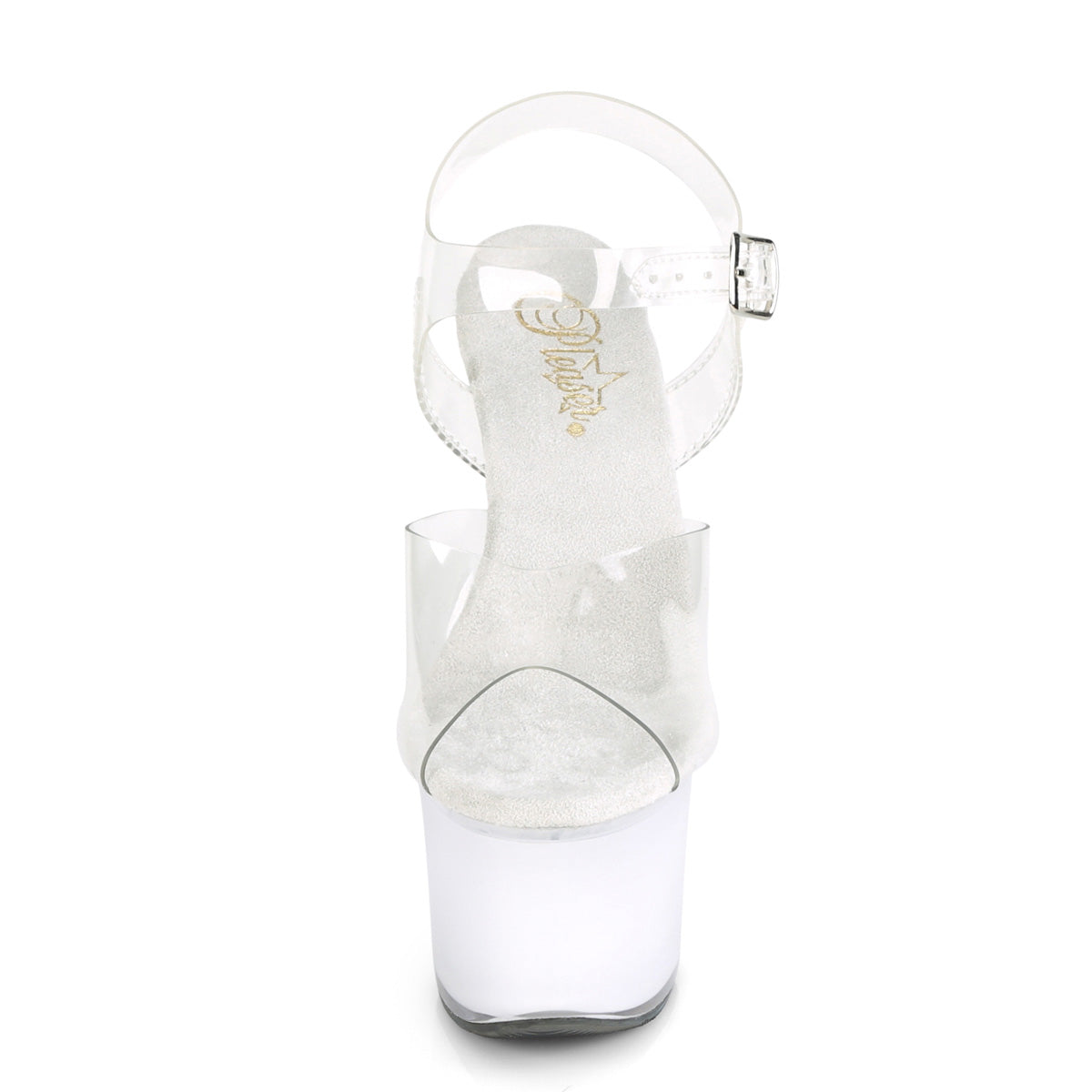7" Heel, 2 3/4" PF LED Illuminated Ankle Strap Sandal (Pleaser DISCOLT708/C/WGLOW)