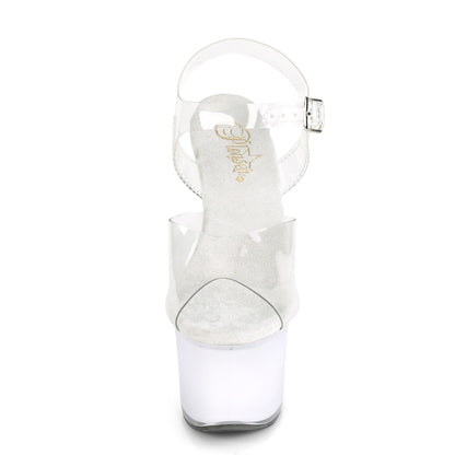 7" Heel, 2 3/4" PF LED Illuminated Ankle Strap Sandal (Pleaser DISCOLT708/C/WGLOW)