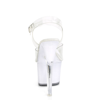 7" Heel, 2 3/4" PF LED Illuminated Ankle Strap Sandal (Pleaser DISCOLT708/C/WGLOW)