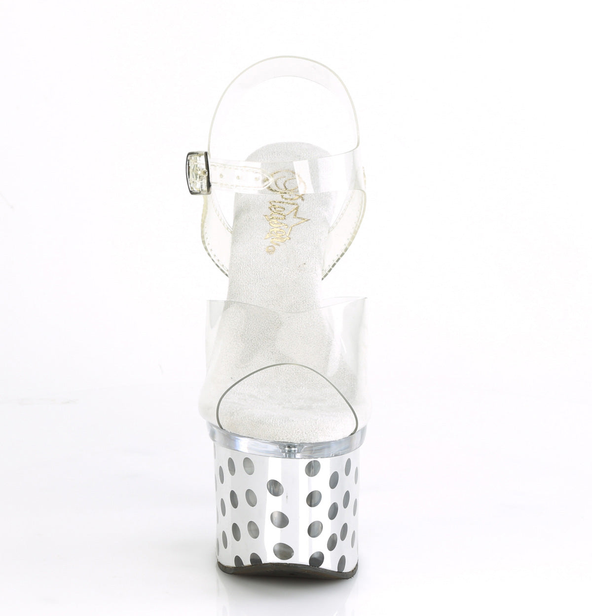 7" Heel, 3" PF LED Illuminated Ankle Strap Sandal (Pleaser DISCOLT708DOTS/C/SCH)