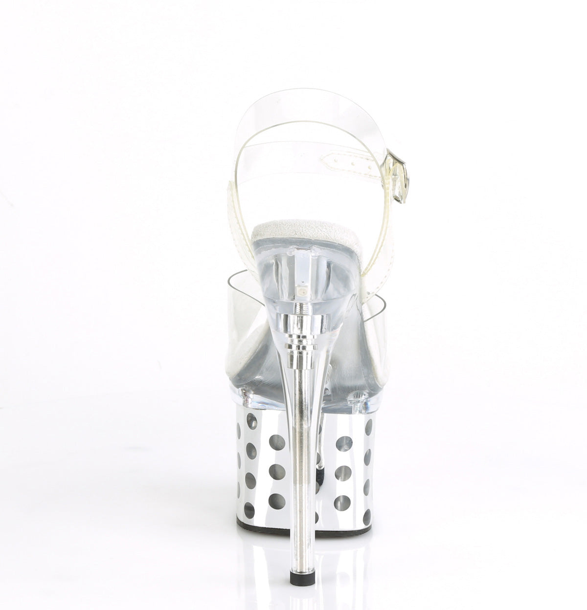 7" Heel, 3" PF LED Illuminated Ankle Strap Sandal (Pleaser DISCOLT708DOTS/C/SCH)