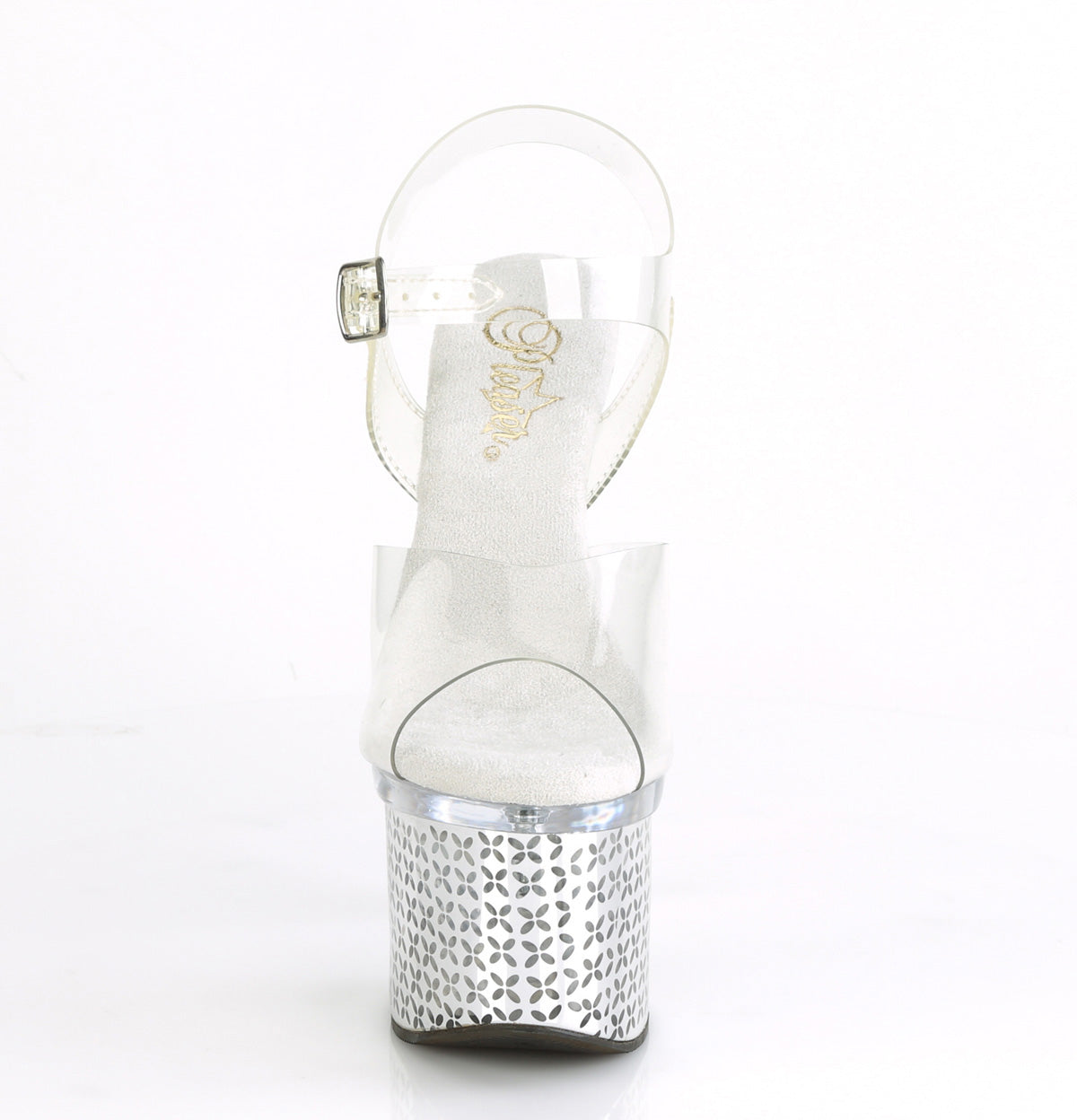 7" Heel, 3" PF LED Illuminated Ankle Strap Sandal (Pleaser DISCOLT708FLP/C/SCH)