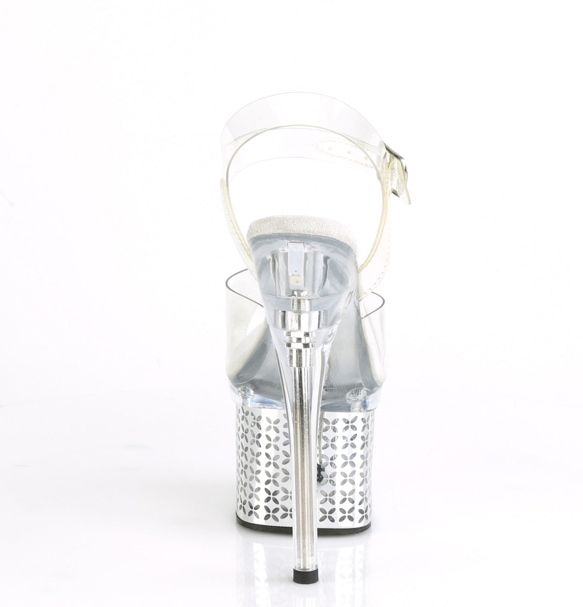 7" Heel, 3" PF LED Illuminated Ankle Strap Sandal (Pleaser DISCOLT708FLP/C/SCH)